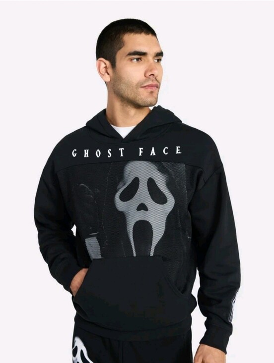 Ghost Face Other - New Ghostface Adult Graphic Black Pullover Hoodie with Long Sleeves Size XS